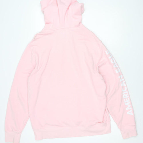 American Eagle Pink Men's Hoodie M Pullover Logo