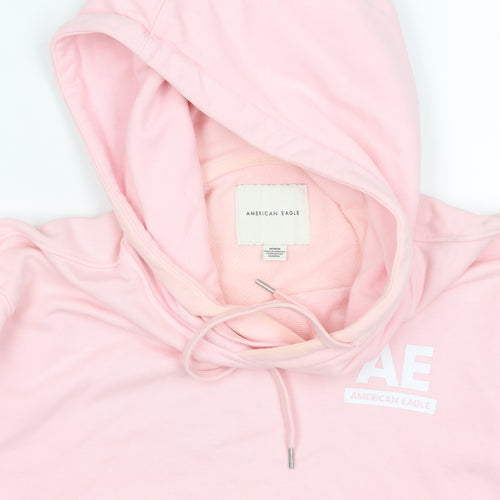 American Eagle Pink Men's Hoodie M Pullover Logo