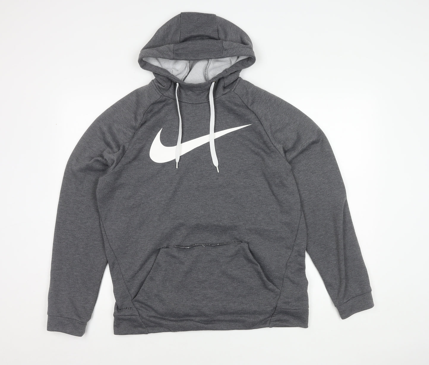 Nike Men's Grey Pullover Hoodie, M, Fleece, Logo