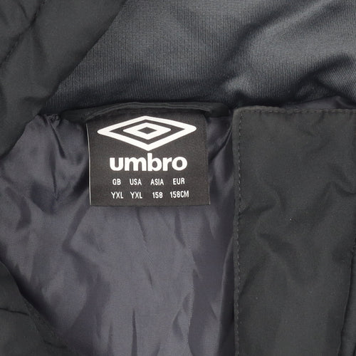 Umbro Boys Black Hooded Puffer Jacket 10 Years Winter
