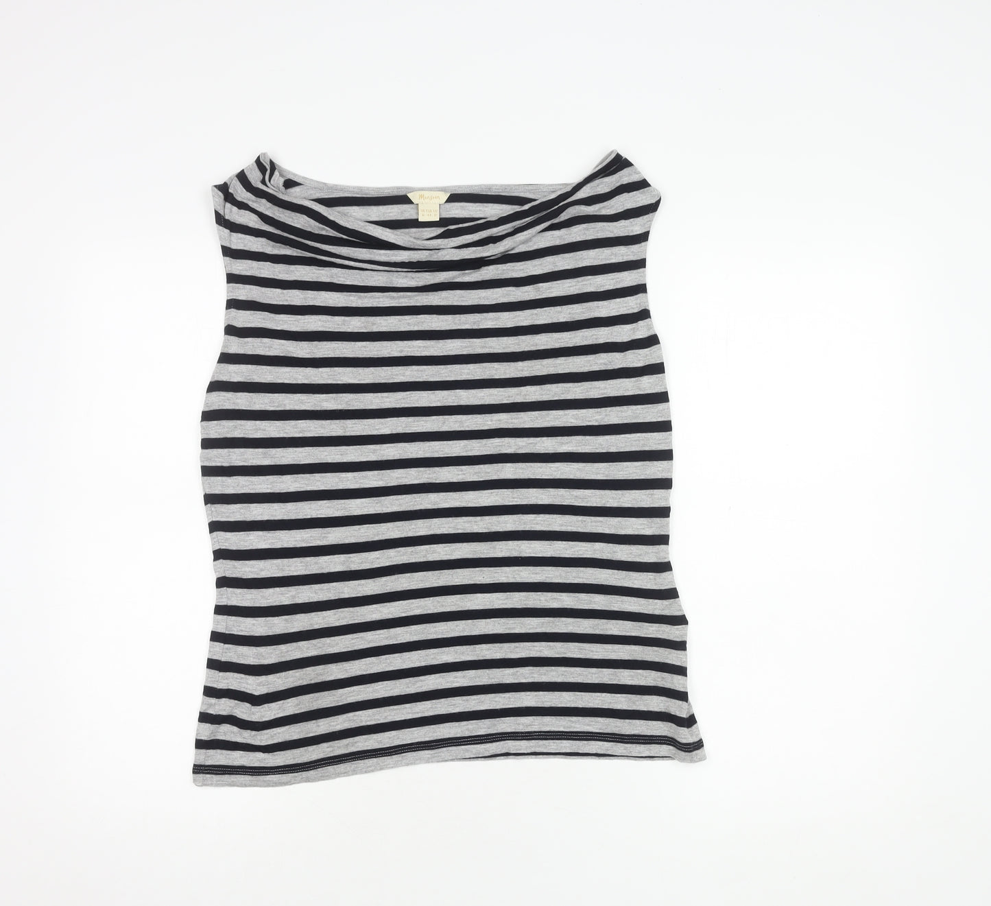 Monsoon Women's Grey Striped Tank Top Size 16 - Classic Casual