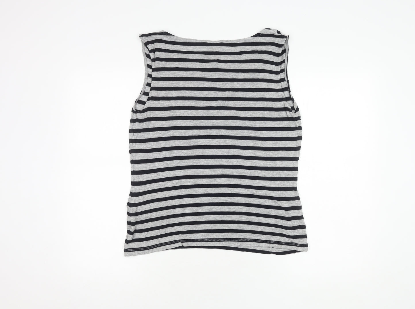Monsoon Women's Grey Striped Tank Top Size 16 - Classic Casual