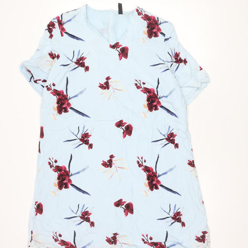 Y.A.S Women's XL Blue Floral Dress Zip Closure