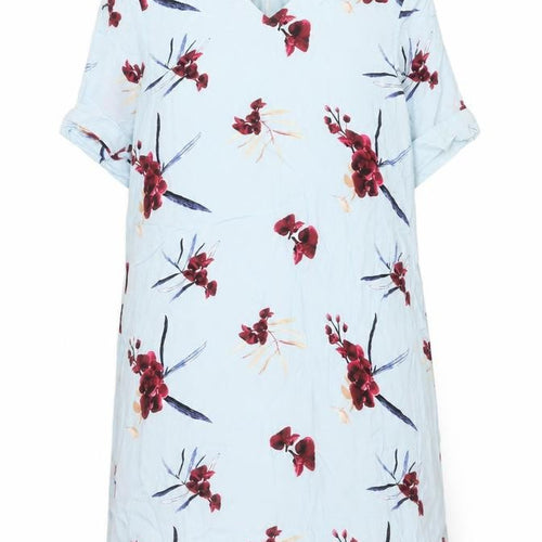 Y.A.S Women's XL Blue Floral Dress Zip Closure