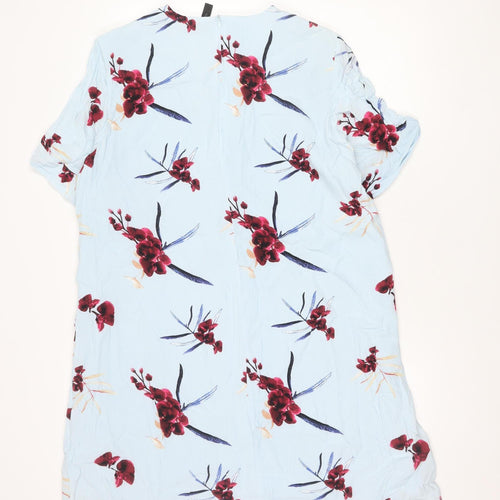 Y.A.S Women's XL Blue Floral Dress Zip Closure