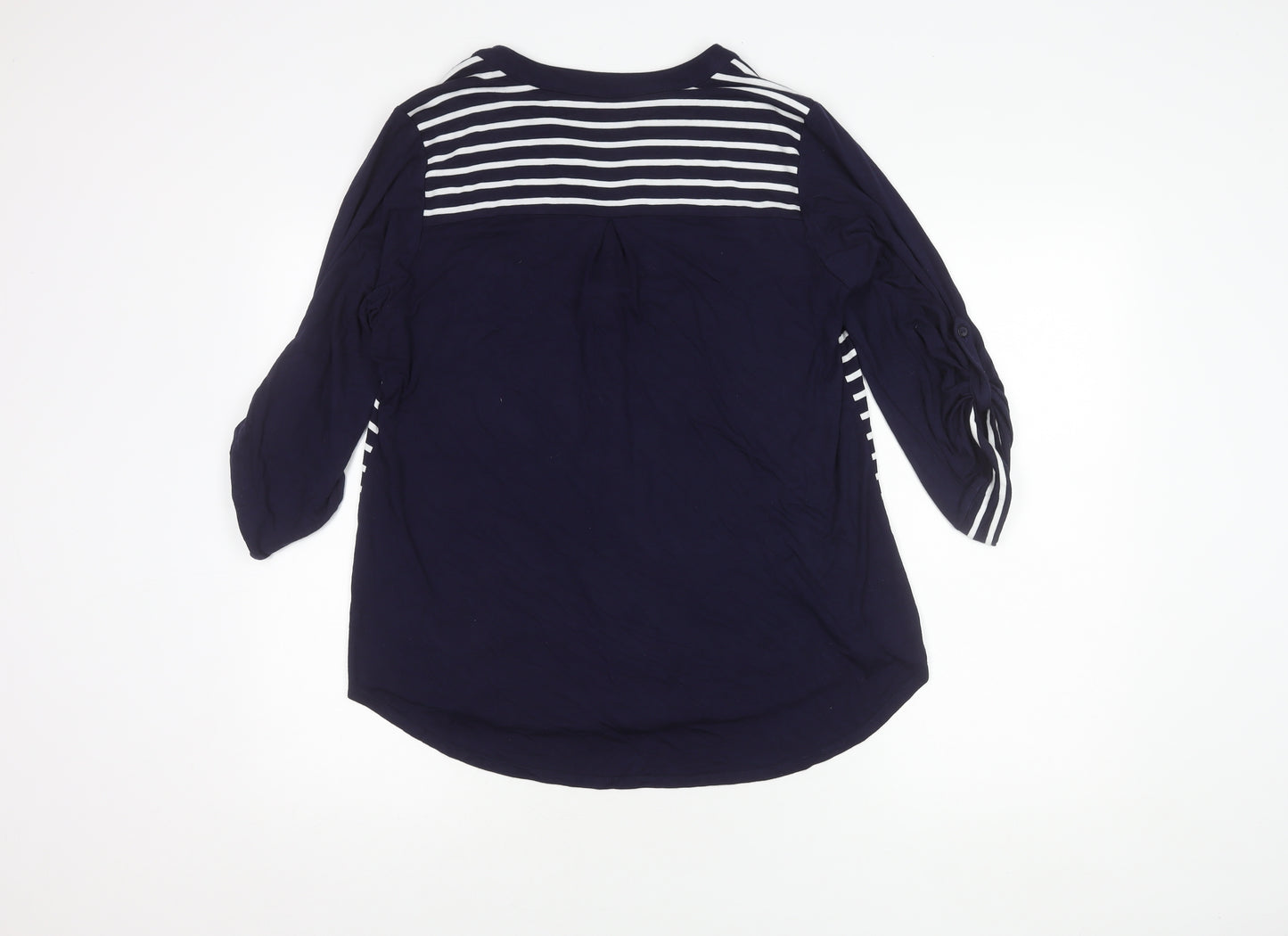 Roman Women Blue Striped Button-Up Top Size 14