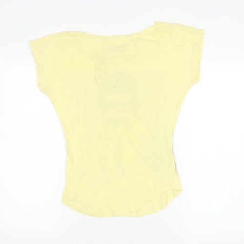 Zara Women’s Yellow Graphic T-Shirt, Size S, Casual Style