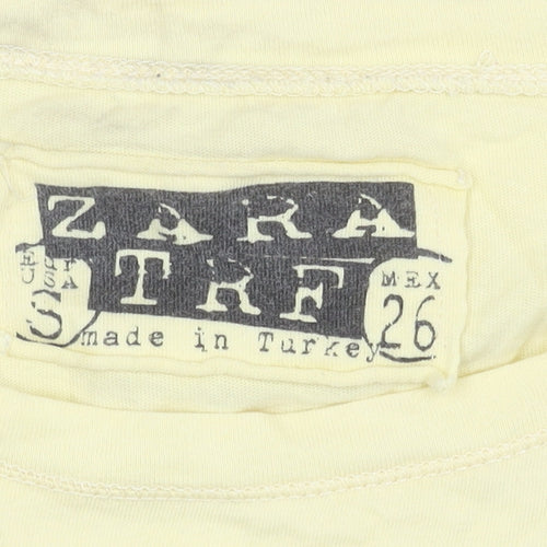 Zara Women’s Yellow Graphic T-Shirt, Size S, Casual Style