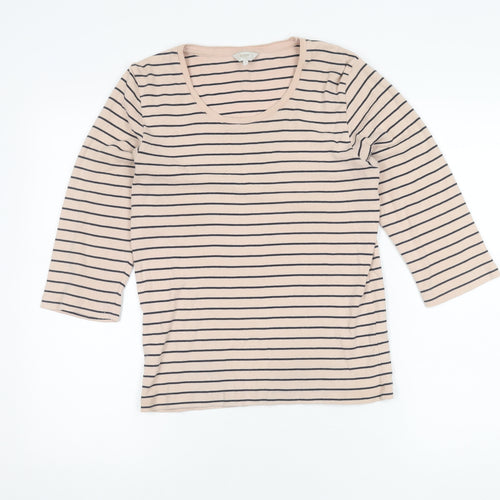 Cotton Traders Women's Pink Striped T-Shirt, Size 10