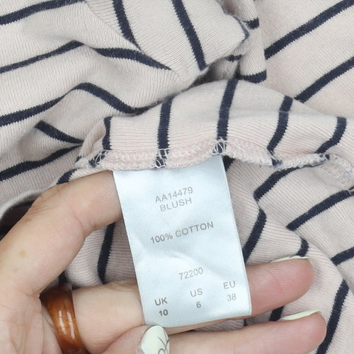 Cotton Traders Women's Pink Striped T-Shirt, Size 10