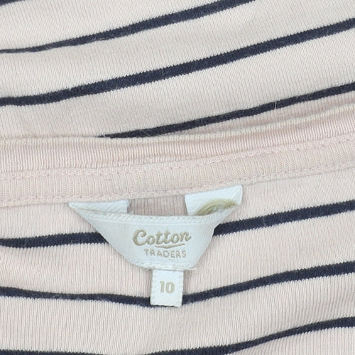 Cotton Traders Women's Pink Striped T-Shirt, Size 10