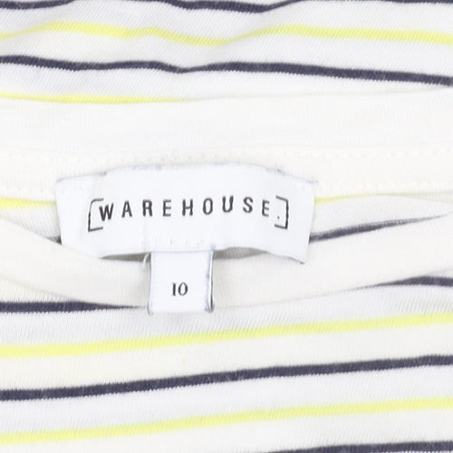 Warehouse Women's Multicoloured Striped T-Shirt Size 10
