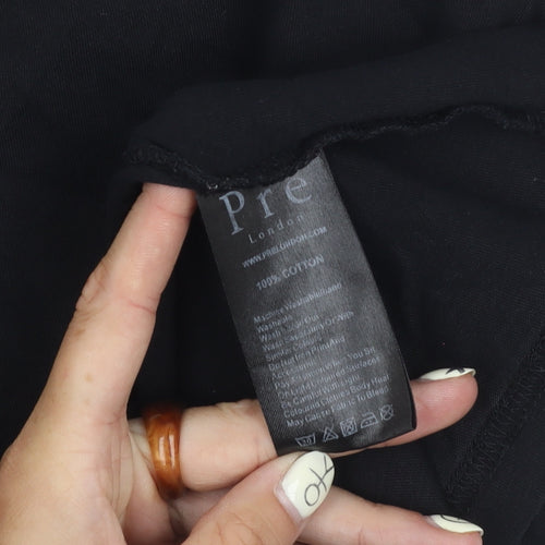 Pre London Black Cotton T-Shirt, Men's Medium, Logo Accent