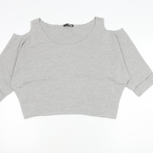 ASOS Women's Grey Cropped Cold Shoulder Top Size 14