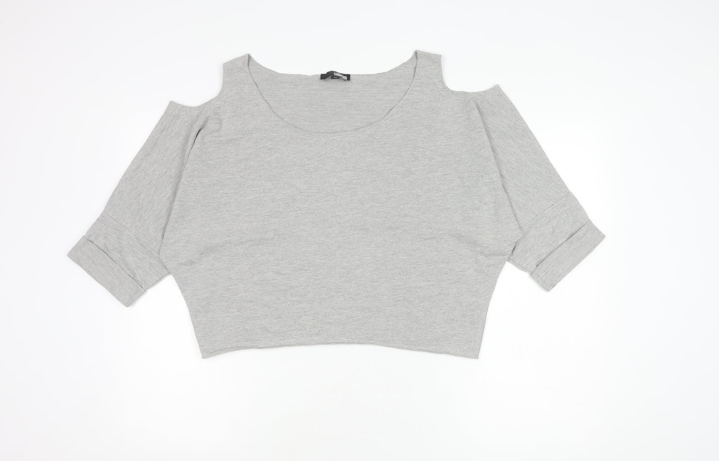 ASOS Women's Grey Cropped Cold Shoulder Top Size 14