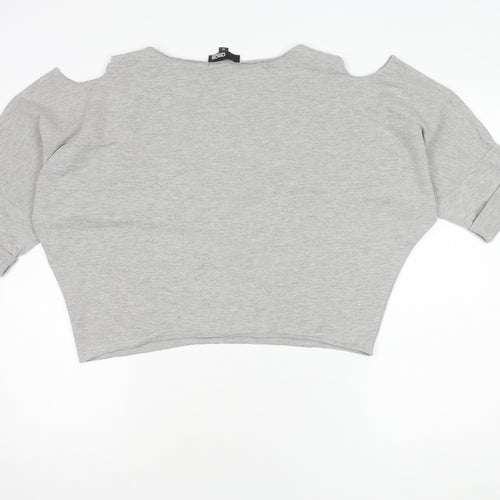 ASOS Women's Grey Cropped Cold Shoulder Top Size 14