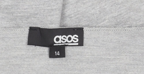 ASOS Women's Grey Cropped Cold Shoulder Top Size 14