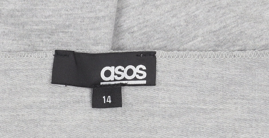 ASOS Women's Grey Cropped Cold Shoulder Top Size 14