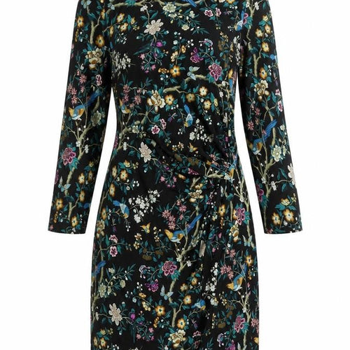Oasis Women's Black Floral M Long Sleeve Dress