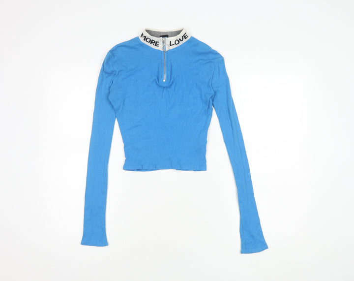 Urban Outfitters Women's Blue Cropped Top, Size S, Zip Accent