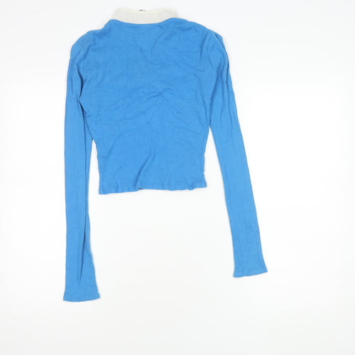 Urban Outfitters Women's Blue Cropped Top, Size S, Zip Accent
