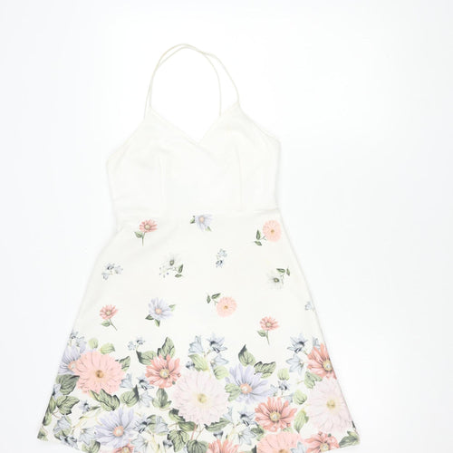New Look Women's Multicoloured Floral A-Line Dress Size 8