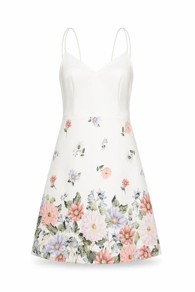 Front view of New Look Women's Multicoloured Floral A-Line Dress, size 8