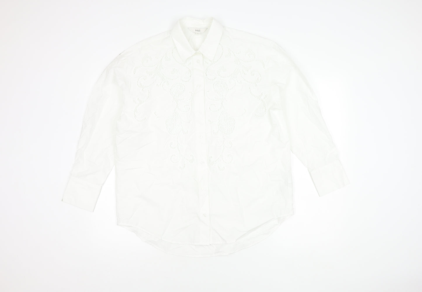 Marks and Spencer Women's White Embroidered Shirt
