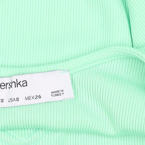 Bershka Women's Green Tank Top Size 12