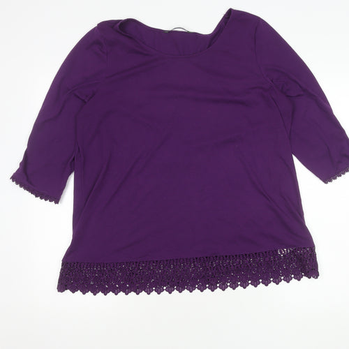 Bonmarché Women's Purple 3/4 Sleeve Top
