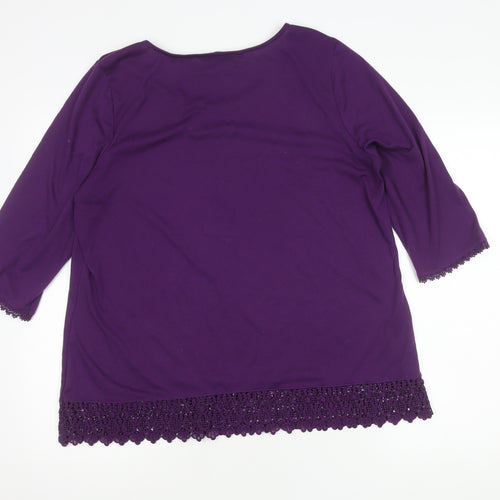 Bonmarché Women's Purple 3/4 Sleeve Top