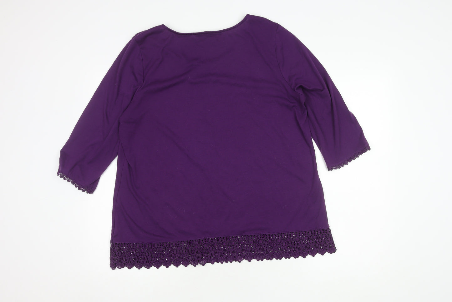 Bonmarché Women's Purple 3/4 Sleeve Top