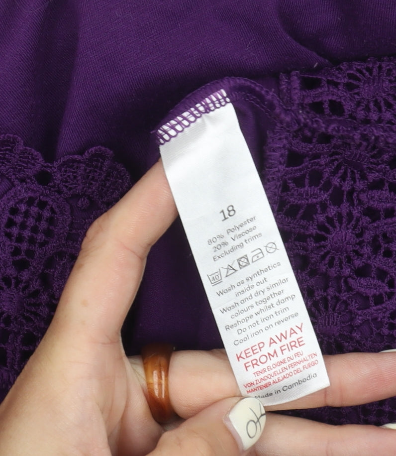 Bonmarché Women's Purple 3/4 Sleeve Top