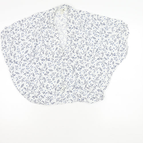 H&M Women's White Kimono Top Viscose Floral Size 10