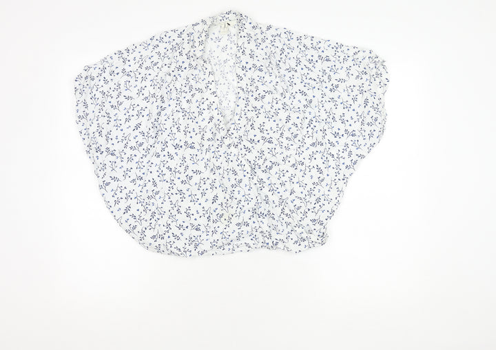 H&M Women's White Kimono Top Viscose Floral Size 10