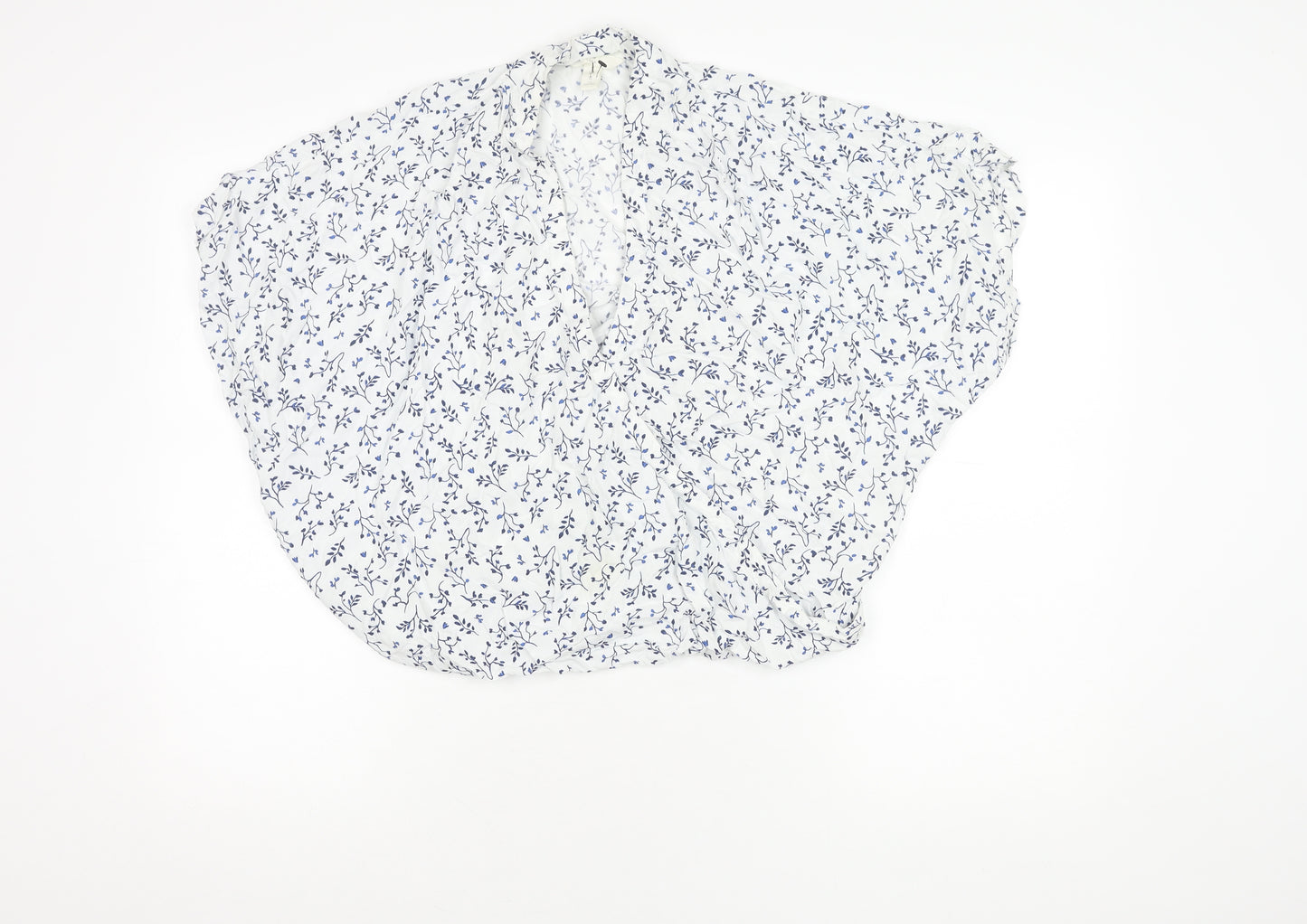 H&M Women's White Kimono Top Viscose Floral Size 10