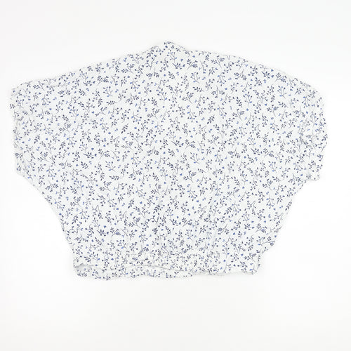 H&M Women's White Kimono Top Viscose Floral Size 10