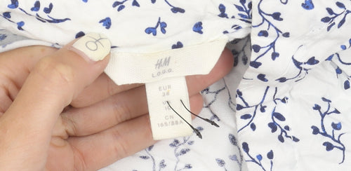 H&M Women's White Kimono Top Viscose Floral Size 10