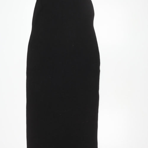 Pull&Bear Women's Black Sleeveless Mock Neck Dress