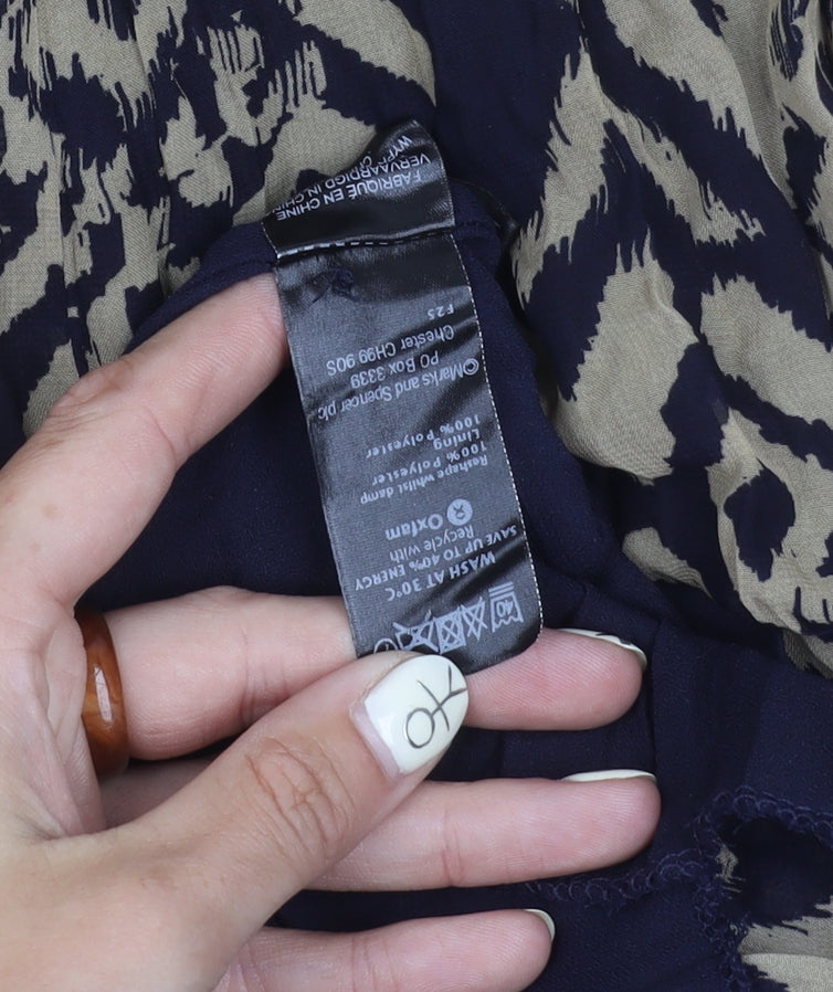 Per Una Women's Blue Beige Geometric Long Skirt Size 22