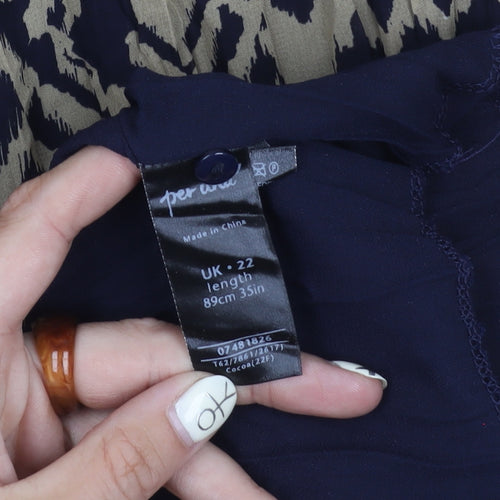 Per Una Women's Blue Beige Geometric Long Skirt Size 22