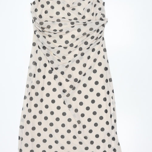 Marks and Spencer Women's White Polka Dot Midi Dress Size 16