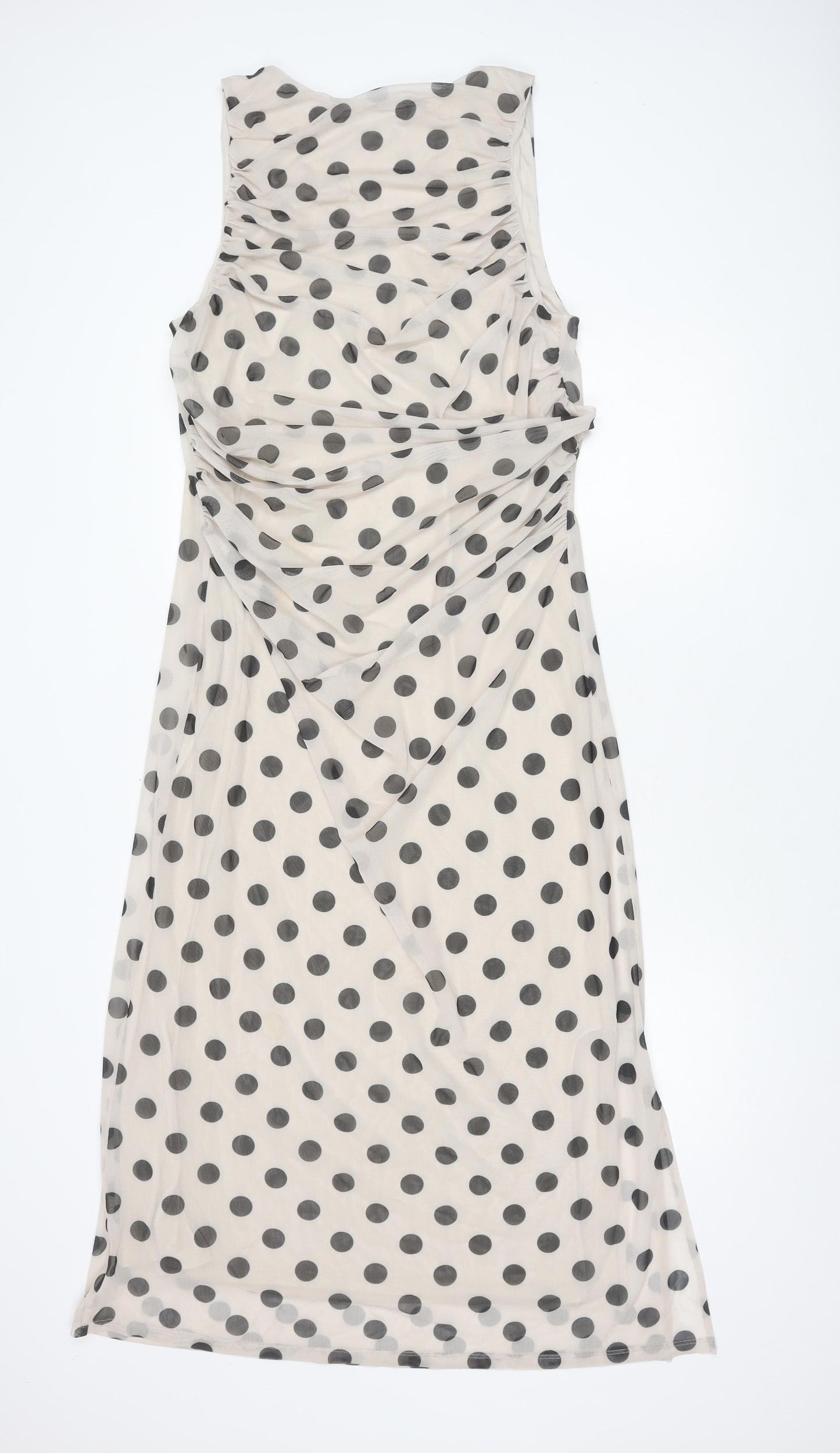 Marks and Spencer Women's White Polka Dot Midi Dress Size 16