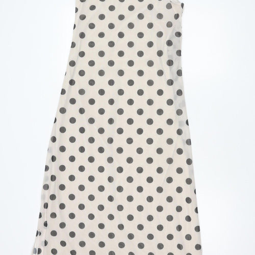 Marks and Spencer Women's White Polka Dot Midi Dress Size 16