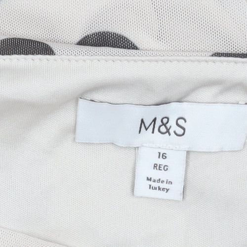 Marks and Spencer Women's White Polka Dot Midi Dress Size 16