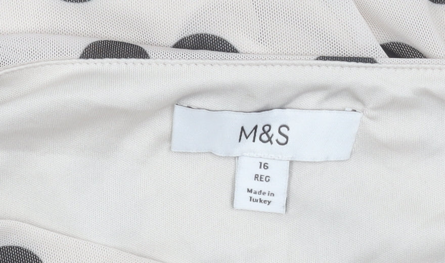 Marks and Spencer Women's White Polka Dot Midi Dress Size 16