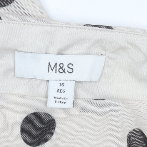 Marks and Spencer Women's White Polka Dot Midi Dress Size 16