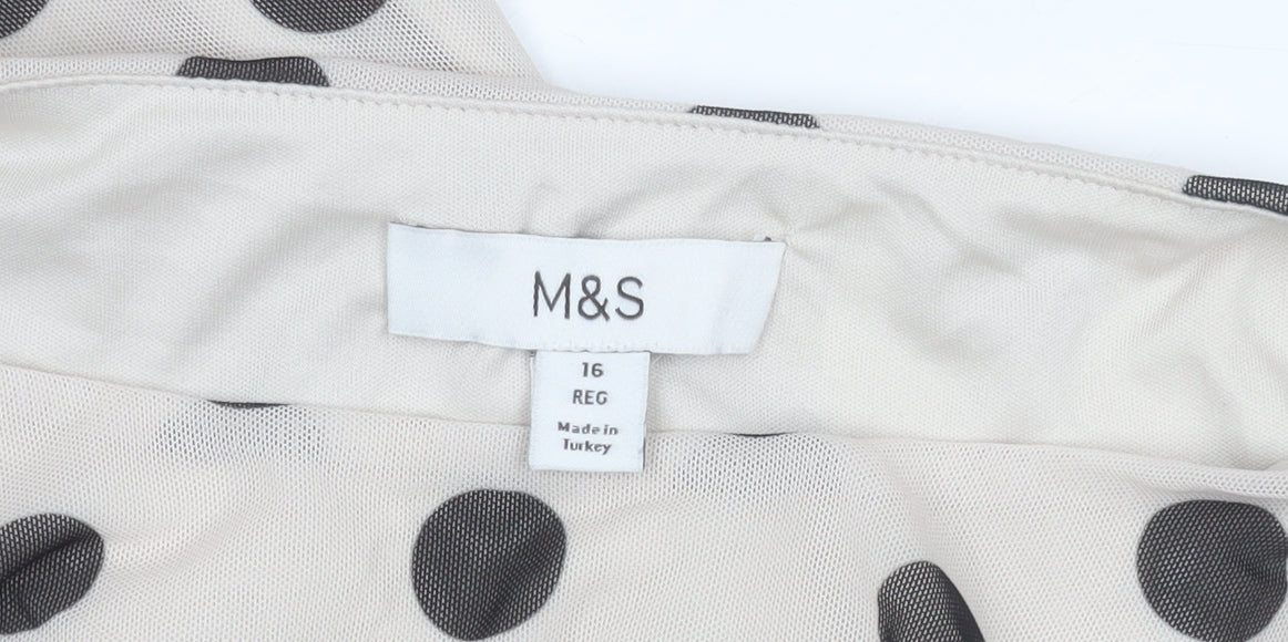 Marks and Spencer Women's White Polka Dot Midi Dress Size 16