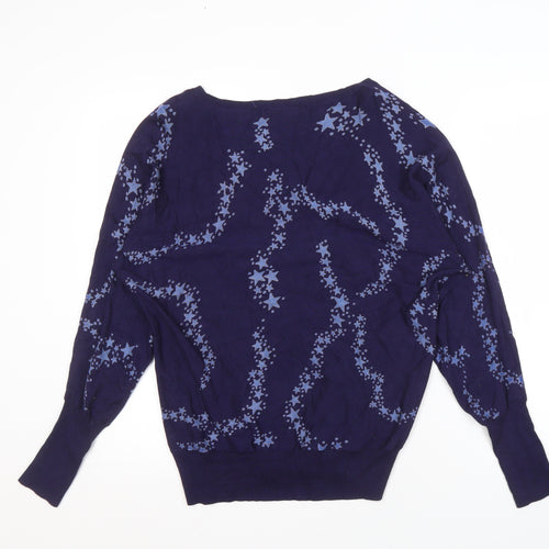 Next Women's Blue Star V-Neck Pullover Jumper S