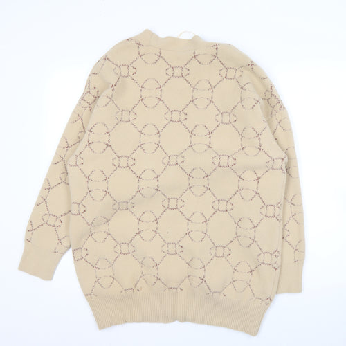 MNG Women's Beige V-Neck Cardigan Size 10
